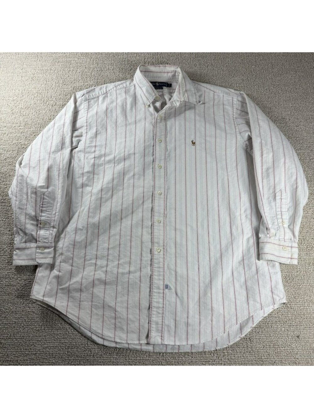 Polo Ralph Lauren Yarmouth Striped Button Shirt White Pink Men’s Size 17 / XL